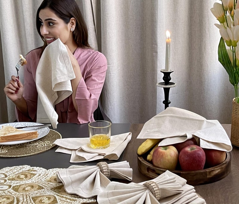 Bedding Craft Linen Flax Cotton Cloth Dinner Napkins Set of 12 â€“ 20x20 Natural Hemstitched Fabric â€“ Machine Washable Elegant Reusable Table Napkins for Weddings, Parties & Dining DÃ©cor - Image 3